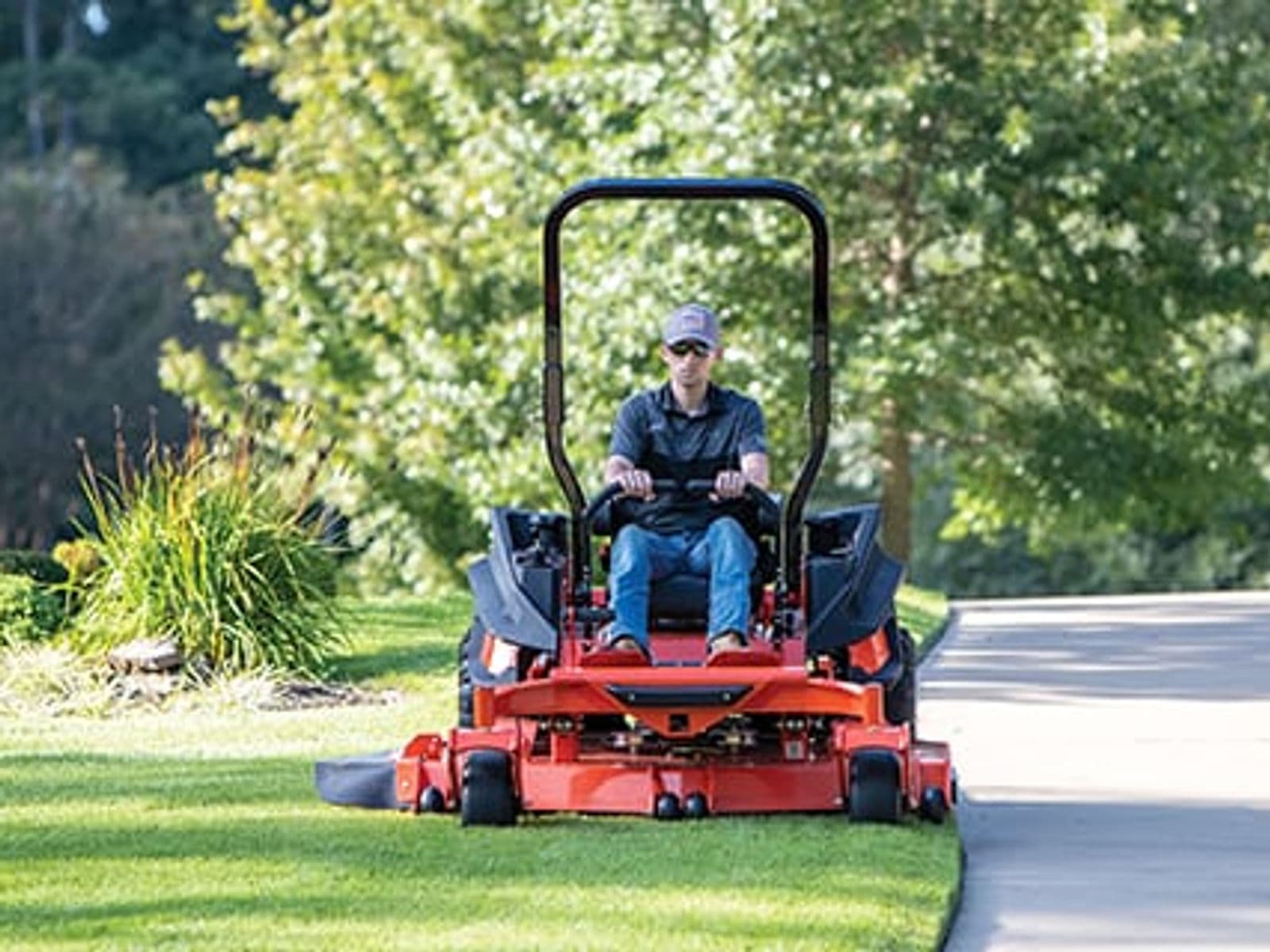 Armstrong's Cutting Edge zero-turn mower on a residential lawn